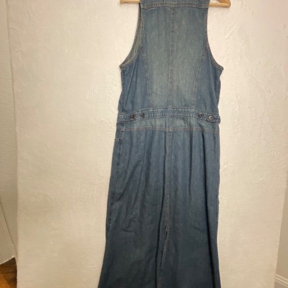 Free People Denim Maxi Dress Vintage Button Down Sleeveless Sz 12 - Picture 3 of 13